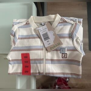 🩵 NWT PEKKLE Striped Baby Sleeper - 9M